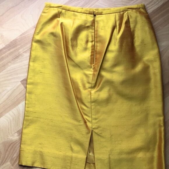 Dana Buchman raw silk skirt lined gold size 4 - Picture 7 of 8